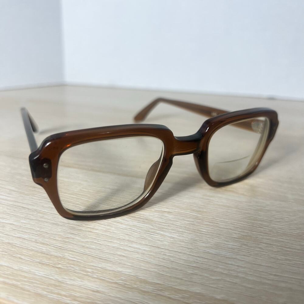 Vintage USS 4 1/2-5 3/4 Eyeglasses Sunglasses Brown Unisex Frame Military 48-24